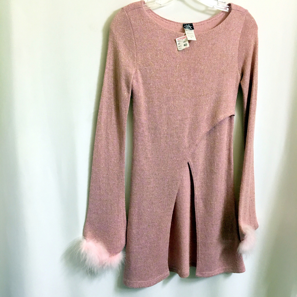NWT - Vintage Lame Pink Gold Tunic Top Sweater